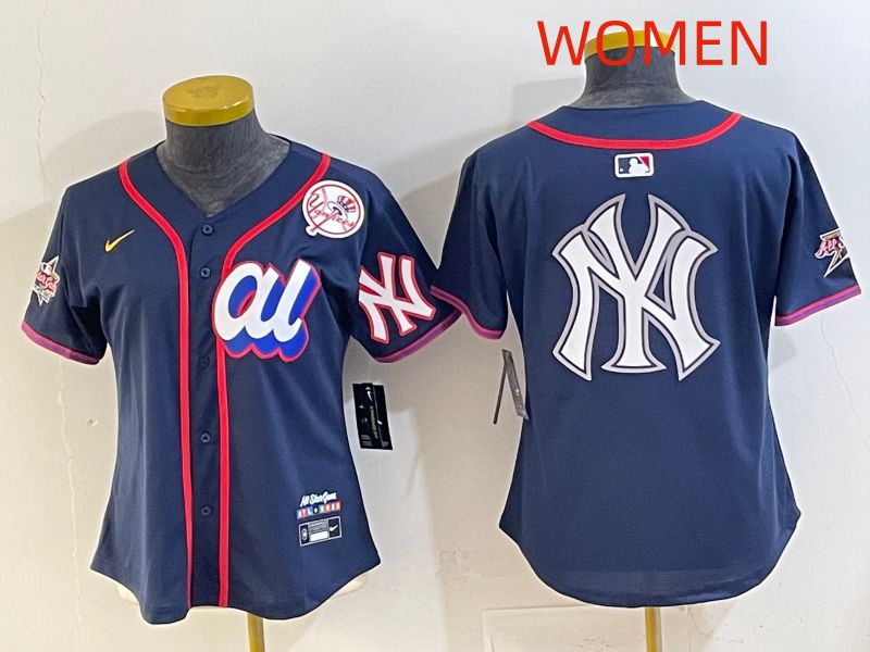 Women 2025 New York Yankees Blank Drak Blue All star Nike MLB Jersey style 015